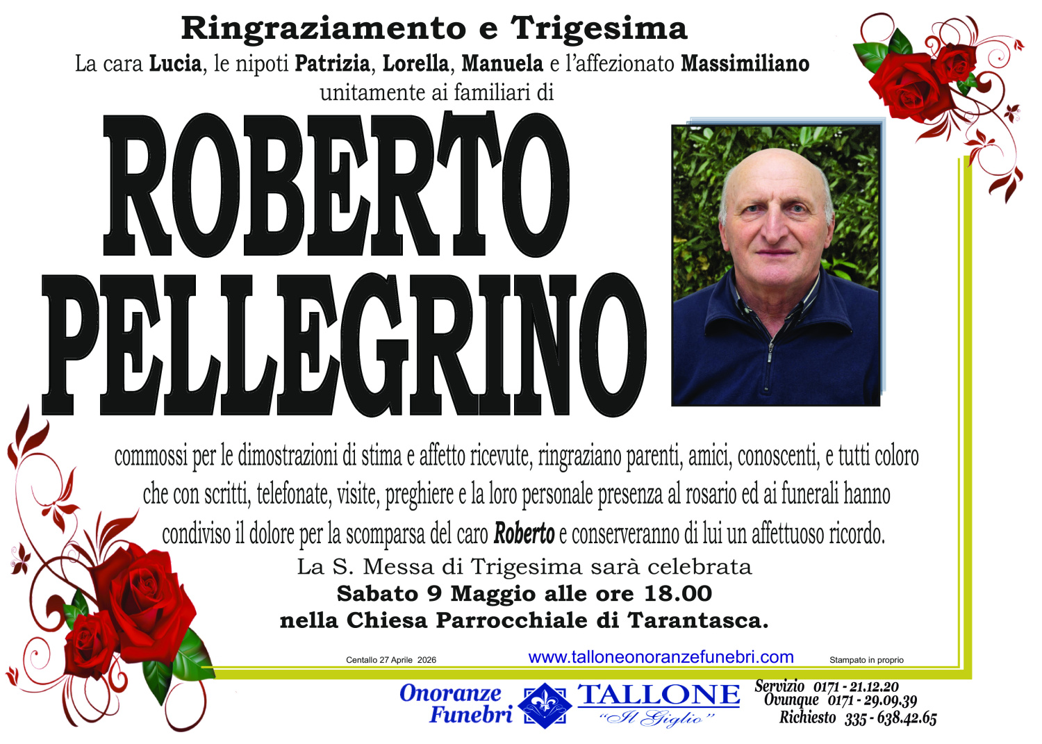 <br />
<b>Warning</b>:  Undefined variable $info in <b>/home/tallone/public_html/ringraziamenti.php</b> on line <b>68</b><br />
Roberto Pellegrino